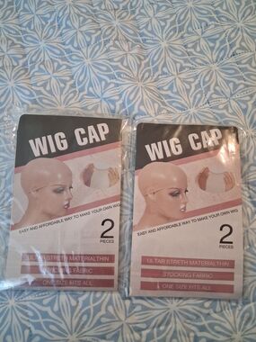 Hair Accesories Wig Caps Bundle Of Two Natural Beige 4 Pieces.